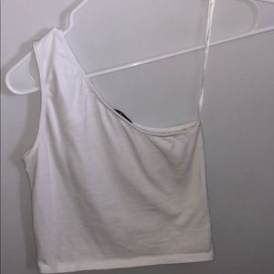 White one shoulder brandy Melville crop top